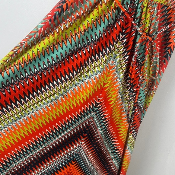 Mark & Spencer Vibrant Multicoloured Chevron Maxi Dress Size 8 - Picture 6 of 9